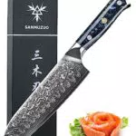 SANMUZUO Damastmesser Santokumesser - Japanisches Kochmesser aus VG 10 Damaststahl