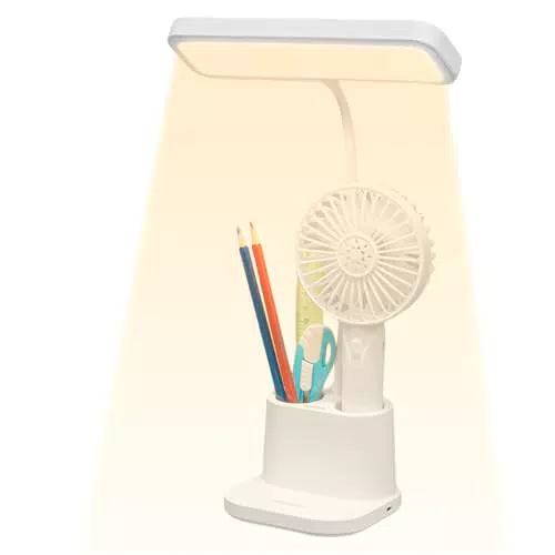 LED Schreibtischlampe mit Dimmfunktion und wiederaufladbarem Akku - Augenschonende Tischlampe für Kinder und Büro