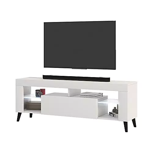 Selsey HugoB TV-Lowboard mit Glaseinlegeböden und LED-Beleuchtung