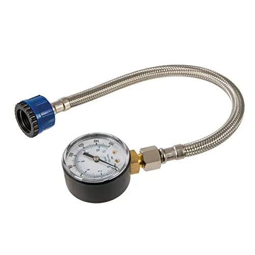 Silverline 482913 Wasserdruckmesser mit Edelstahlschlauch 011 bar gold