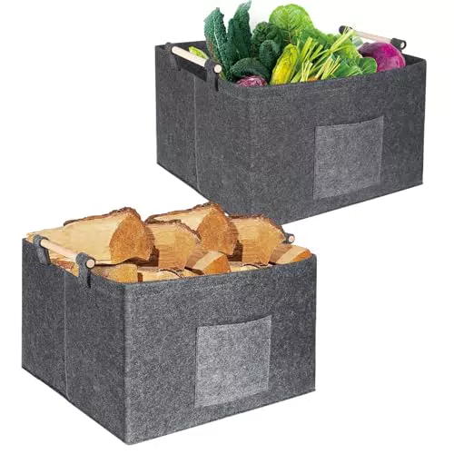 Holzkorb für Kaminholz Filztaschen Shopper - Praktische Aufbewahrung für Brennholz