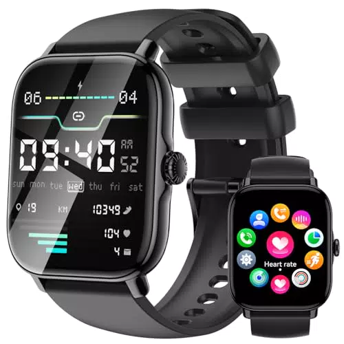 Smartwatch für Herren mit Telefonfunktion - 1,85 Zoll Touchscreen, 111+ Sportmodi, IP68 Wasserdicht, Fitnessuhr mit Herzfrequenz und Schlafmonitor, für iOS Android