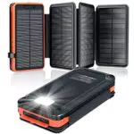 Solar Powerbank mit 26800mAh Kapazität und 4 Solarpanels - Wasserdichter externer Akku für Smartphones und Tablets