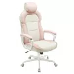 Gaming-Stuhl von SONGMICS: Bürostuhl mit verstellbarer Kopfstütze, PU, gepolsterte Armlehnen, Wippfunktion.