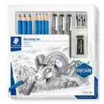 STAEDTLER Zeichen Set mit Premium Bleistiften, Jumbo-Bleistiften, Finelinern und Zubehör