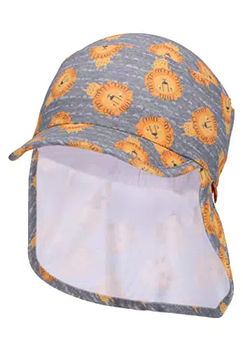 Sterntaler Baby Jungen Schirmmütze mit Nackenschutz Löwe - Baumwolle - mittelblau