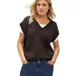 STREET ONE Damen A302376 Pullunder, Rich Brown Melange