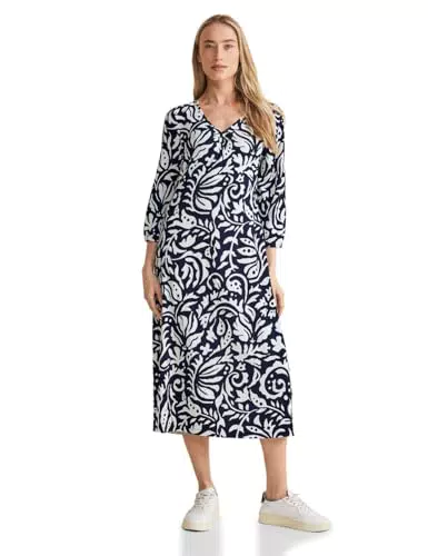 Street One Damen Kleid mit floralem Muster - Deep Blue