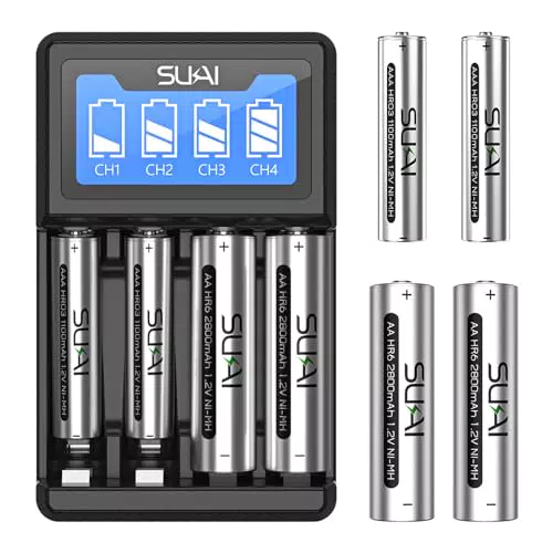 "SUKAI Akku Ladegerät für AA und AAA Batterien mit USB-Ni-MH Technologie"