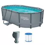 Frame Pool Komplettset von Summer Waves | Ovaler Aufstellpool für den Garten mit Filterpumpe