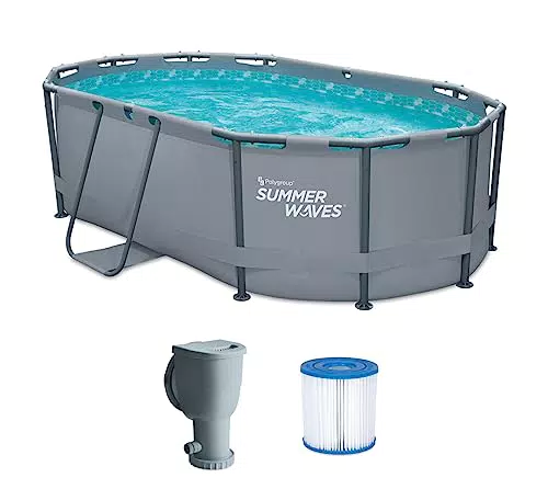 "Frame Pool Komplettset von Summer Waves | Ovaler Aufstellpool für den Garten mit Filterpumpe"