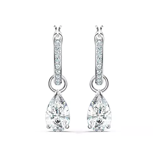 Swarovski Tropfen Ohrringe, Weiß, Rhodiniert