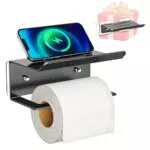 Toilettenpapierhalter ohne Bohren aus Edelstahl - Handy-Aufbewahrungsregal fürs Badzimmer