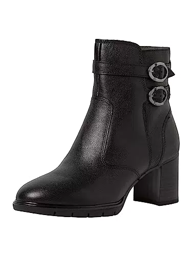 Tamaris Damen Stiefeletten mit Lederabsatz und Schnallen - Comfort Fit