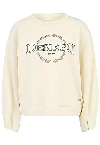 Tamaris Damen Barcelona Crew Sweat, Antique White