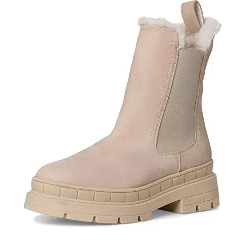 Tamaris Damen Boots Leder Blockabsatz Winter gefüttert