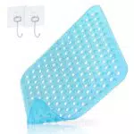 Duschmatte rutschfest aus PVC - Hygienische Badewannenmatte, BPA-frei, Antibakteriell, Maschinenwaschbar (Transparentes Blau)