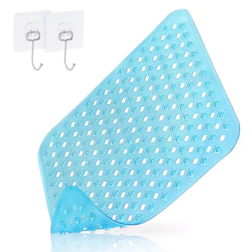 Duschmatte rutschfest aus PVC - Hygienische Badewannenmatte, BPA-frei, Antibakteriell, Maschinenwaschbar (Transparentes Blau)