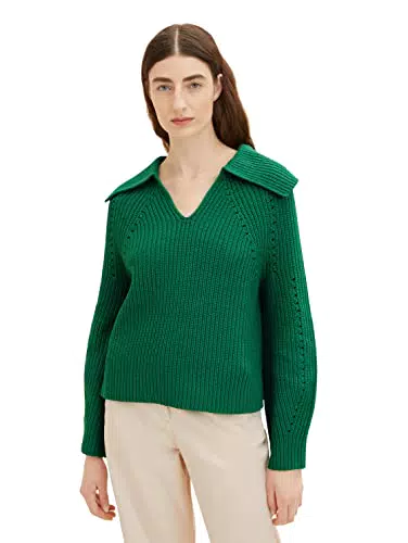 TOM TAILOR Damen Strickpullover mit Kragen - Modell 1035297