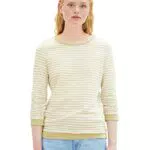 Tom Tailor Denim Damen Sweatshirt mit Raffarm & Streifenmuster