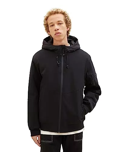 TOM TAILOR Denim Herren Softshell-Jacke mit Kapuze