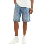 TOM TAILOR Herren 1036298 Relaxed Fit Jeans Bermuda Shorts mit Palmen-Print