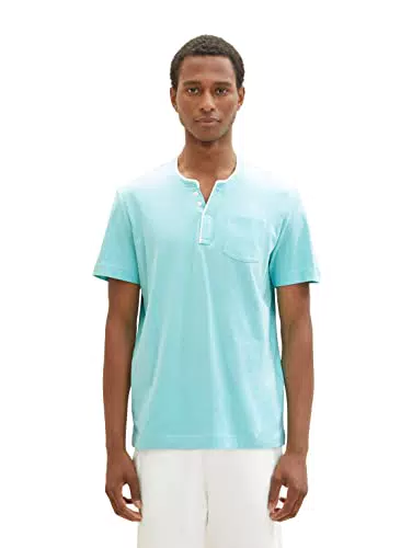 TOM TAILOR Herren Serafino T-Shirt mit Brusttasche