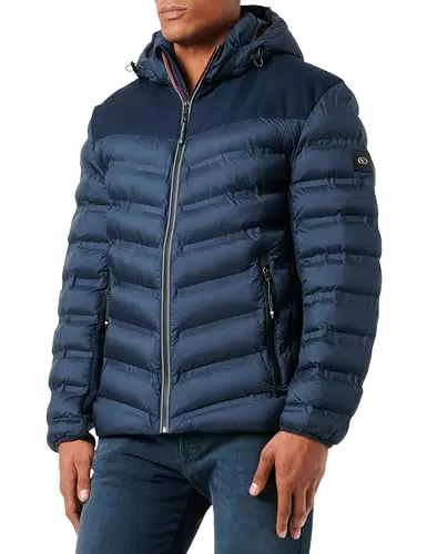 TOM TAILOR Herren Hybrid Steppjacke mit Abnehmbarer Kapuze