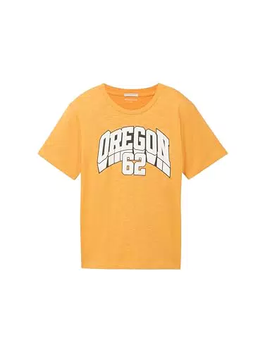 TOM TAILOR Jungen 1037515 T-Shirt mit Schriftzug, 32258-soft orange