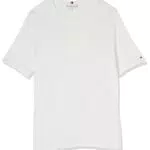 Tommy Hilfiger Damen Strickoberteil mit Rundhalsausschnitt und Kurzarm, Weiß