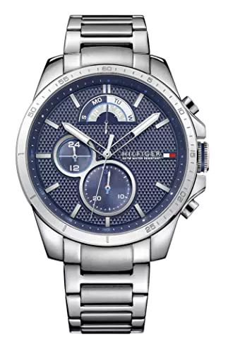 Tommy Hilfiger Herren Quarzuhr mit Multifunktions-Zifferblatt und Edelstahlarmband