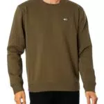 Tommy Jeans Herren Sweatshirt Regular C Neck - Grün