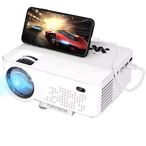 Mini Beamer von TOPVISION für Heimkino in Full HD mit Screen Mirroring - 7000 Lumen, 240" Display, 90000 Stunden LCD - HDMI/USB/AV/VGA-Kompatibilität