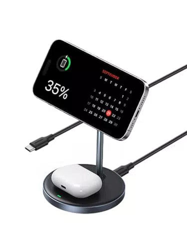 UGREEN 2 in 1 iPhone Ladestation Wireless Charger für iPhone 15 Pro Max, AirPods Pro - Magnetischer Ladeständer Kabelloses Ladegerät
