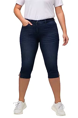Ulla Popken Damen Capri Jeans Sarah 5-Pocket-Form mit Saumschlitz