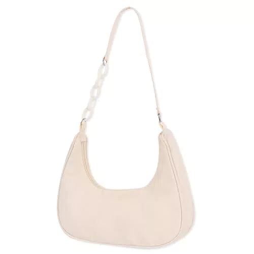 "Retro Umhängetasche Damen aus weißem Nylon - Schultertasche im Y2K-Stil"
