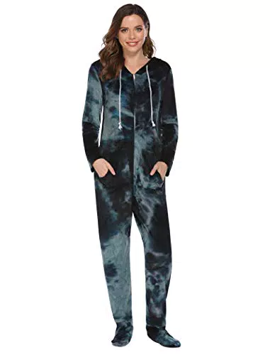 Unibelle Damen Jumpsuit Fleece-Onesie mit Kapuze & Reißverschluss