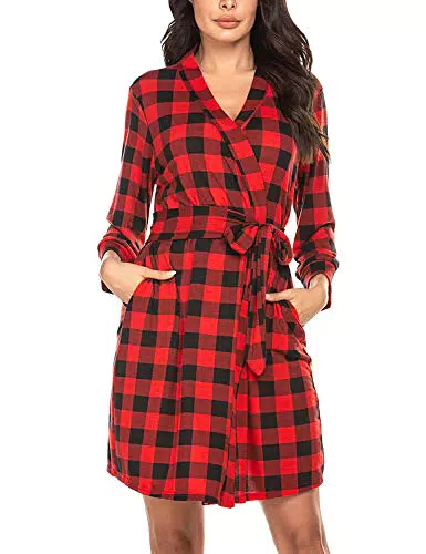 Kimono Bademantel Damen aus Baumwolle mit V-Ausschnitt - Sommerrobe