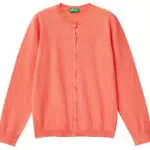 Benetton Mädchen Cardigan Sweater, Orange