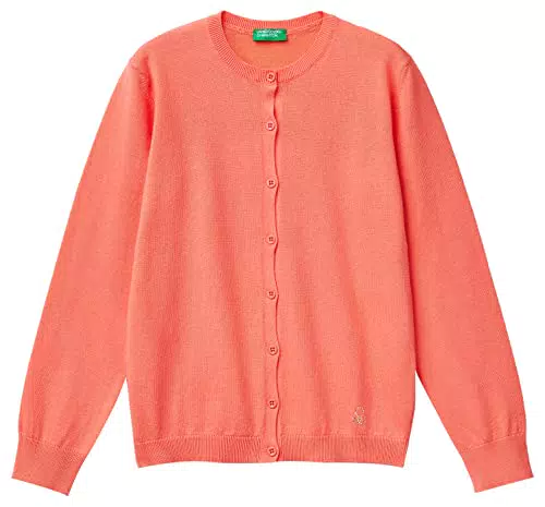 Benetton Mädchen Cardigan Sweater, Orange