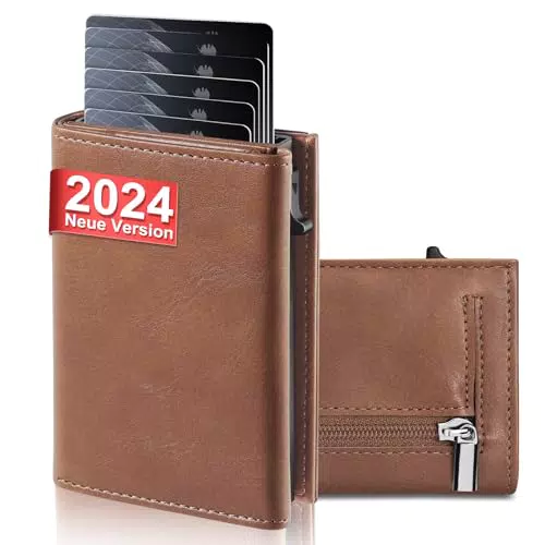 Herren Geldbörse mit RFID Schutz und Münzfach - Kartenetui, Slim Wallet, Pop-up Design