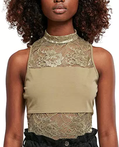 Urban Classics Damen Ladies Laces Body T-Shirt, Khaki