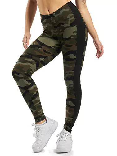 Urban Classics Damen Leggings mit Camouflage-Streifen
