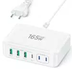 USB C Ladegerät mit 165W Leistung für iPhone, iPad und Samsung - 6-Port Schnellladegerät mit 3 USB-C und 3 USB-A Ports