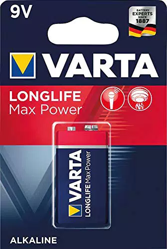 VARTA 9V Blockbatterie Longlife Max Power Alkaline für Rauchmelder & Feuermelder