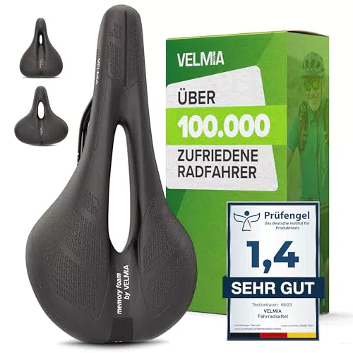 Velmia Mountainbike Fahrradsattel aus Memory Foam mit ergonomischem 3-Zonen-Konzept