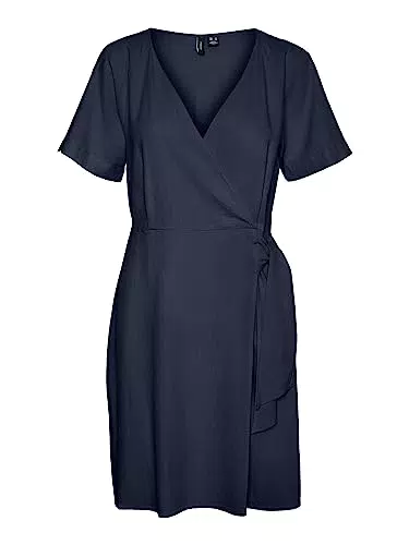 Vero Moda Damen Vmmymilo Wickelkleid - Navy Blazer - M