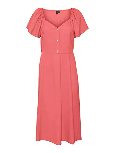 Vero Moda Damen VMMYMILO Sommerkleid - Georgia Peach