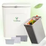 Kleiner Komposteimer Küche mit Deckel - 9L - Biomülleimer Küche mit Zwei Behältern
