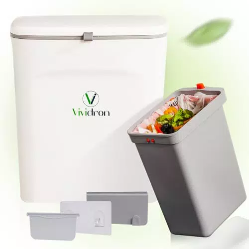 Kleiner Komposteimer Küche mit Deckel - 9L - Biomülleimer Küche mit Zwei Behältern
